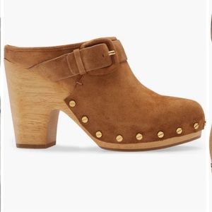 Veronica Beard Dacey Suede Mule Clogs- Pecan~7M~New in the Box
